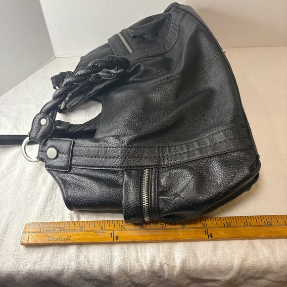 Vtg Relic by Fossil Leather Hobo Braided Shoulder Strap Slouchy Black Purse Boho - Picture 14 of 16